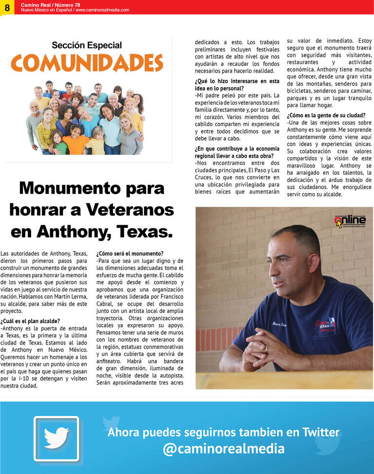 Monumento para honrar a Veteranos en Anthony (TX)
