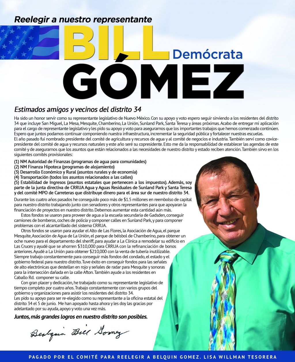 Reelegir a Bill Gomez