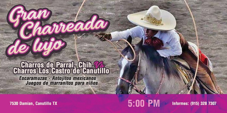 Domingo 26 a las 5 Gran Charreada Lienzo de Los Castro