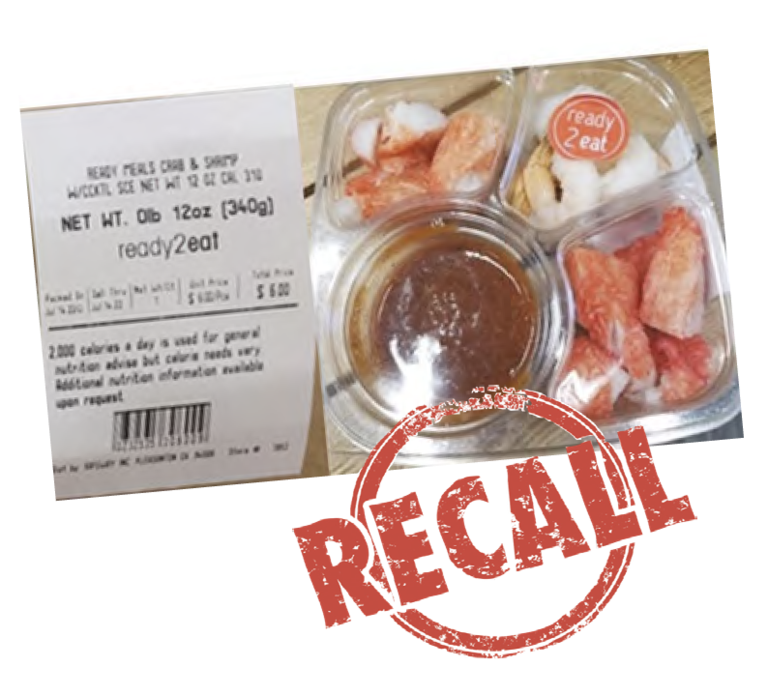 Albertsons retira mariscos. No avisan de ingredientes por alergias.