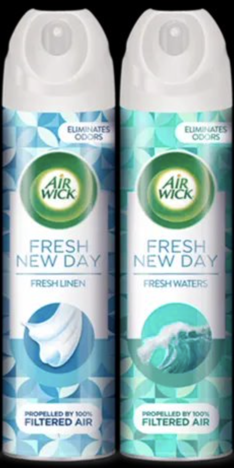 Pueden explotar:  AirWick Fresh New Day®: aromas “Fresh Linen” y “Fresh Waters”