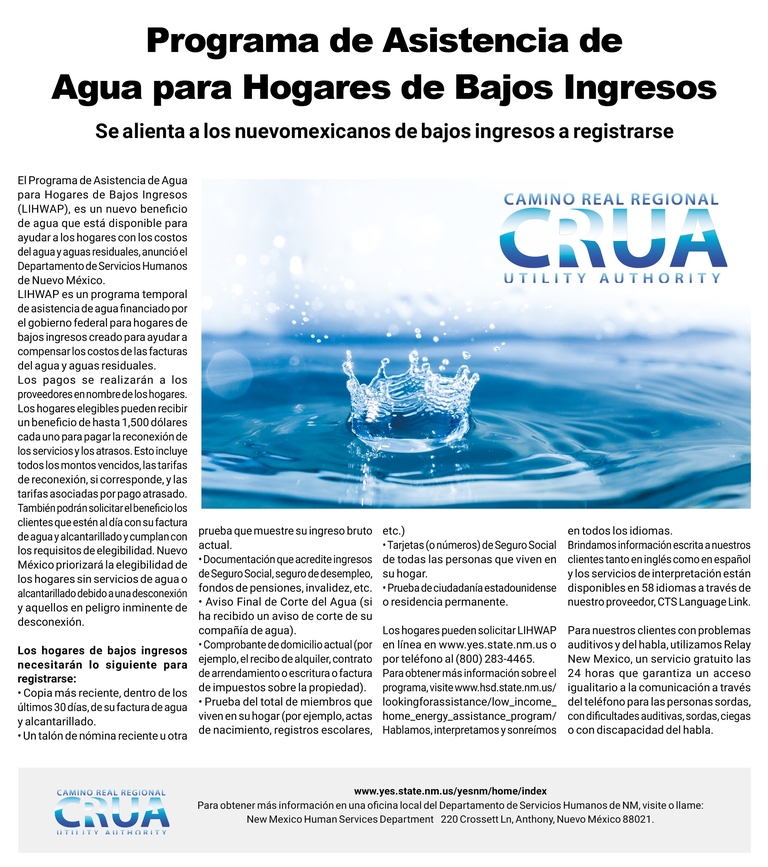 Programa de ayuda para el pago del Agua
