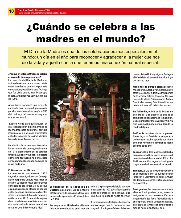 ¿Cuándo se celebra a las madres en el mundo?